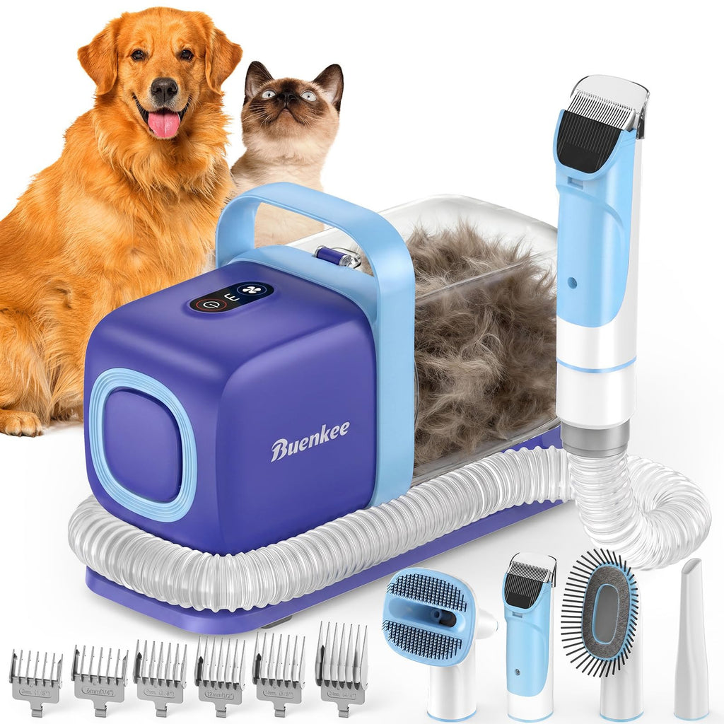 Dog Grooming Kit with Vacuum, 15000Pa Pet Hair Clipper and Shedding Brush, 50dB Low Noise, 2L Capacity, White